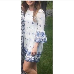 With A Whisper Blue and Ivory Embroidered Dress